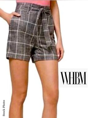 White House Black Market 5” Luxe Plaid High Waisted Belted Shorts (0)